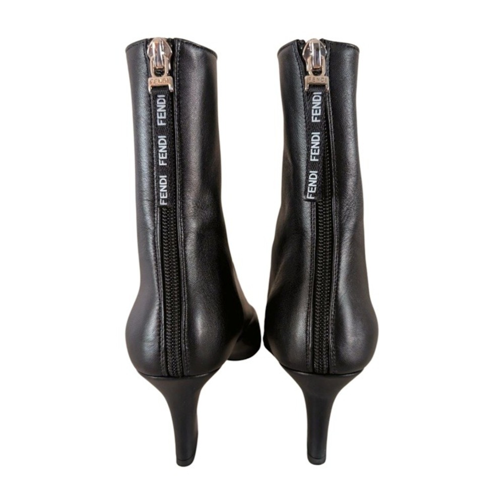 Fendi FFreedom Calf Leather Black Leather Square Toe Heeled Ankle‎ Boots SZ 39.5 - Picture 7 of 9